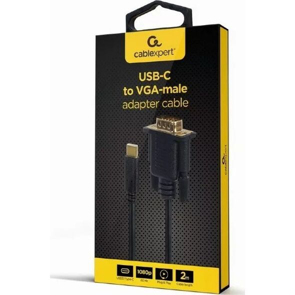 Kabel USB Gembird USB-C - D-Sub (VGA) 2 m Czarny (A-CM-VGAM-01)