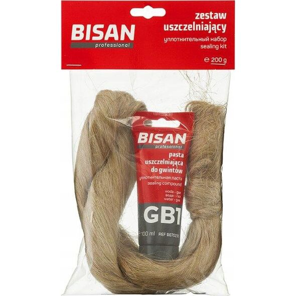 Bisan Zestaw Bisan B870799 uszczelniający pasta + pakuły (saszetka) 28g