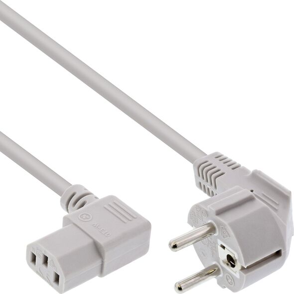 Kabel zasilający InLine InLine® Power cable, Schutzkontakt CEE7/7 angeled to 3pin IEC-C13 angeled, grey, 1.0m