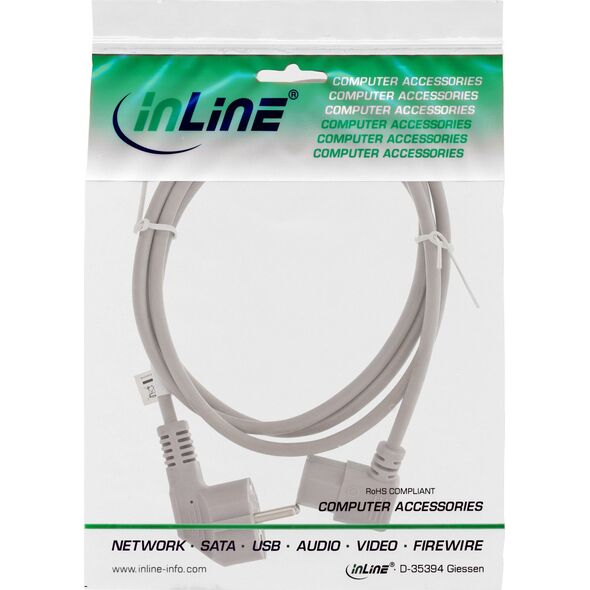 Kabel zasilający InLine InLine® Power cable, Schutzkontakt CEE7/7 angeled to 3pin IEC-C13 angeled, grey, 1.0m