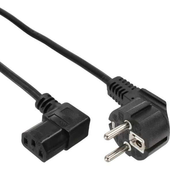 Kabel zasilający InLine 35pcs. Bulk-Pack InLine® Power cable, CEE7/7 angled to IEC-C13 right angled, black, H05VV-F, 3x0.75mm², 1,8m