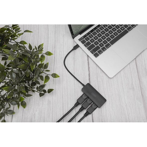 HUB USB Digitus DIGITUS USB-Hub 3-Port  C  ->3xDP   m.Kabel          schwarz