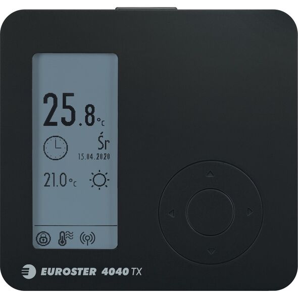 Euroster bezprzewodowy regulator E4040 TXRXG, czarny E4040TXRXGB