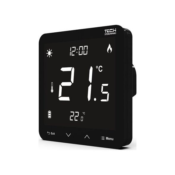 Tech Sterownik ST-297V3 pokojowy dwustanowy podtynkowy (3 mm szkło) czarny