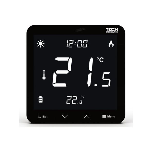 Tech Sterownik ST-297V3 pokojowy dwustanowy podtynkowy (3 mm szkło) czarny