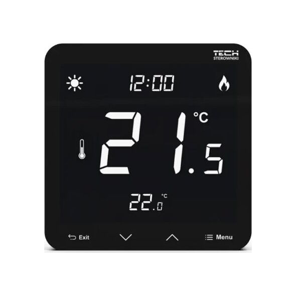 Tech Sterownik ST-297V3 pokojowy dwustanowy podtynkowy (3 mm szkło) czarny