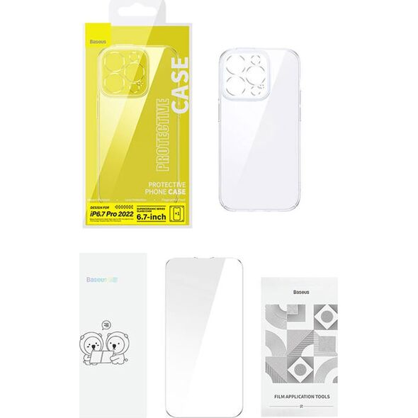 Baseus Zestaw ochronny Baseus SuperCeramic przeźroczyste, szklane etui i szkło hartowane do iPhone 14 Plus