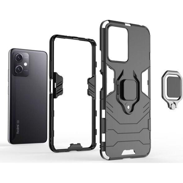 Hurtel Ring Armor etui do Xiaomi Redmi Note 12 5G / Poco X5 5G pancerny pokrowiec uchwyt magnetyczny ring czarne