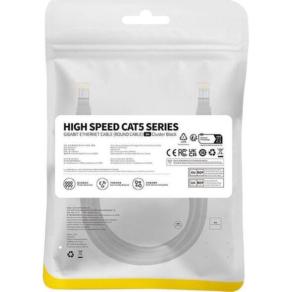 Baseus Kabel sieciowy Baseus Ethernet CAT5, 2m (czarny)