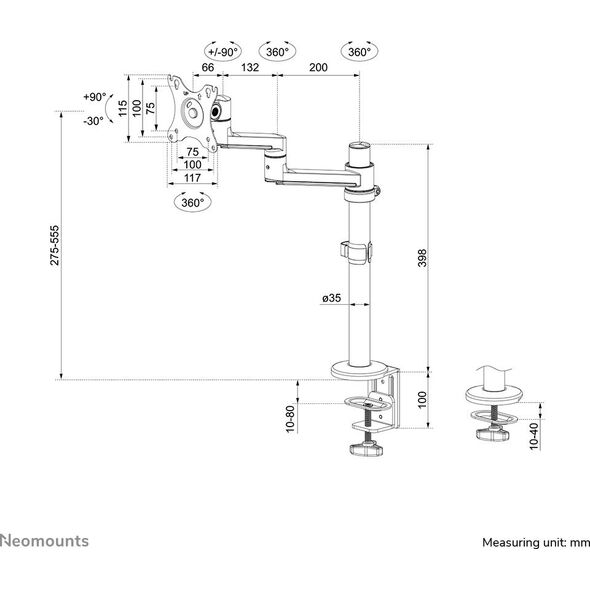 Neomounts Uchwyt biurkowy na monitor 17" - 27" (DS60-425BL1)