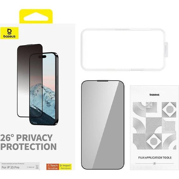 Baseus Szkło hartowane prywatyzujące Baseus Diamond iPhone 15 Pro