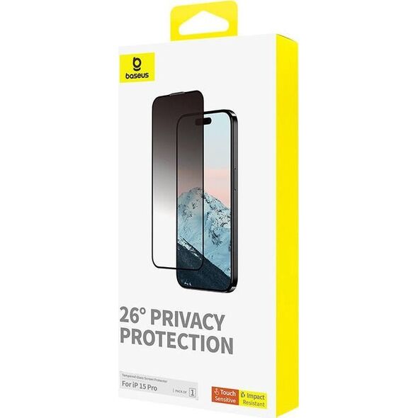 Baseus Szkło hartowane prywatyzujące Baseus Diamond iPhone 15 Pro