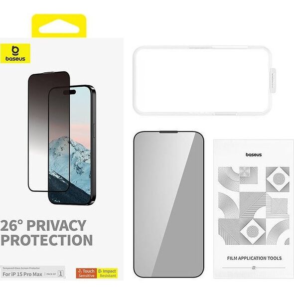 Baseus Szkło hartowane prywatyzujące Baseus Diamond iPhone 15 Pro Max