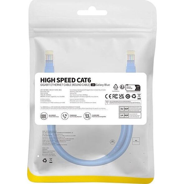 Baseus Kabel sieciowy Baseus Ethernet RJ45, Cat.6, 1m (niebieski)