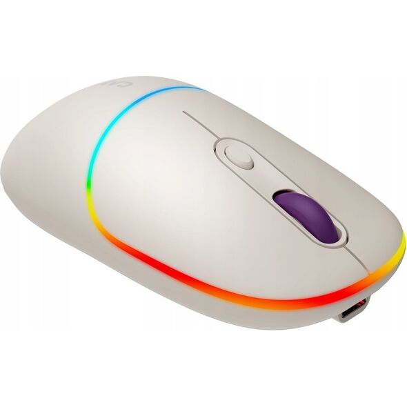 Mysz Canyon CANYON MW-22, 2 in 1 Wireless optical mouse with 4 buttons,Silent switch for right/left keys,DPI 800/1200/1600, 2 mode(BT/ 2.4GHz), 650mAh Li-poly battery,RGB backlight,Rice, cable length 0.8m, 110*62*34.2mm, 0.085kg