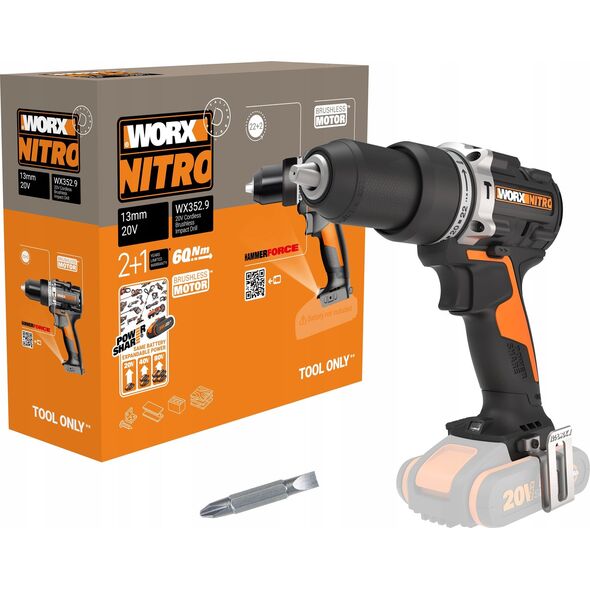 Wiertarko-wkrętarka Worx Bezszczotkowa Wkrętarka Udarowa WORX WX352.9 20V