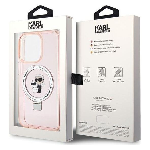 Karl Lagerfeld Karl Lagerfeld KLHMP15XHMRSKCP iPhone 15 Pro Max 6.7" różowy/pink hardcase Ring Stand Karl&Choupettte MagSafe