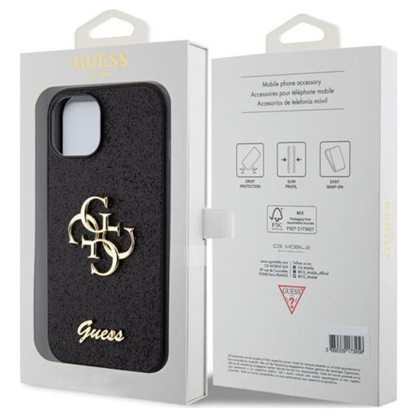 Guess Guess GUHCP15SHG4SGK iPhone 15 6.1" czarny/black hardcase Glitter Script Big 4G
