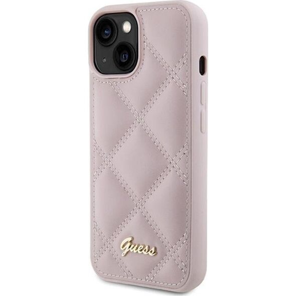 Guess Guess GUHCP15SPSQSQSP iPhone 15 6.1" różowy/pink hardcase Quilted Metal Logo