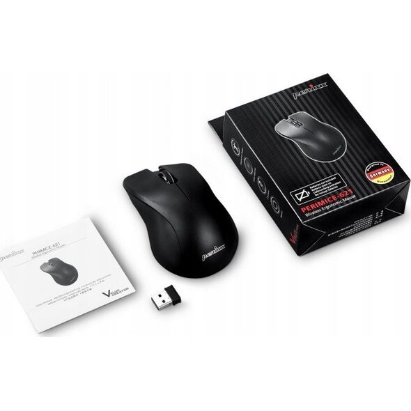 Mysz Perixx Mysz bezprzewodowa Perixx PERIMICE-621 optyczna 1600dpi 2.4 GHz, czarna, silent, cicha, bezklikowa