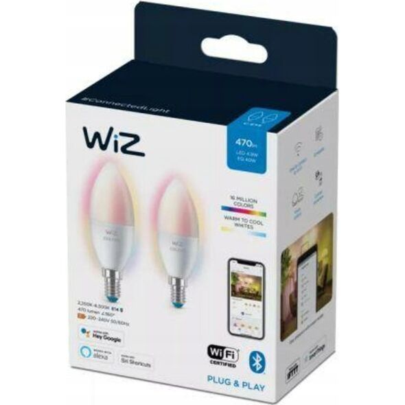 WiZ WiZ,Candle,4,9W,2200-6500 (RGB),C37,E14,2 pcs lightsource