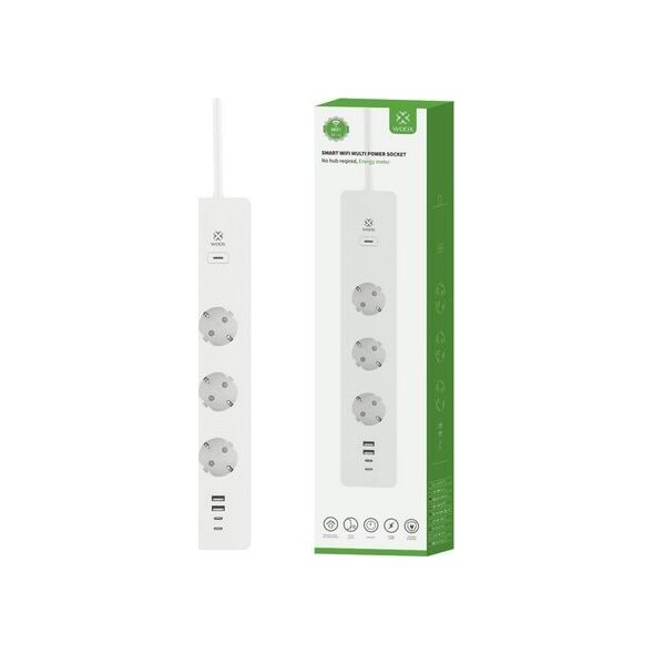 Listwa zasilająca Woox WOOX R6132 Inteligentna Smart listwa WiFi, 3 gniazda AC, 2 porty USB 2.0, 2 porty USB-C