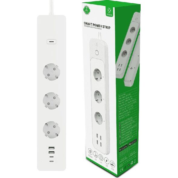 Listwa zasilająca Woox WOOX R6132 Inteligentna Smart listwa WiFi, 3 gniazda AC, 2 porty USB 2.0, 2 porty USB-C