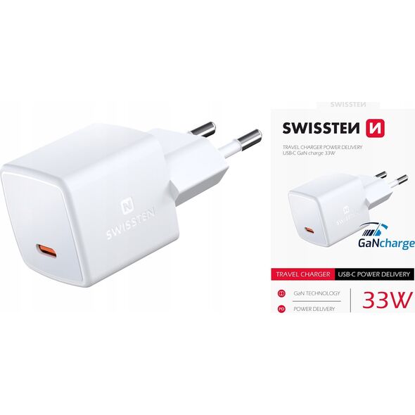 Ładowarka Swissten Swissten GaN USB-C 33W biała