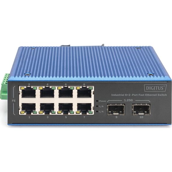 Switch Digitus DIGITUS Industrial 8+2-Port Fast Ethernet Switch 8 Port FE RJ45 2 GE SFP Ports