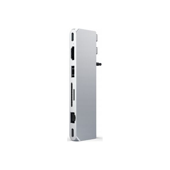 HUB USB Satechi Satechi Pro Hub max - aluminiowy Hub z podwójnym USB-C do MacBook (2x USB-C, USB-A, 4K HDMI, czytnik kart micro/SD, Ethernet, jack port) (silver)