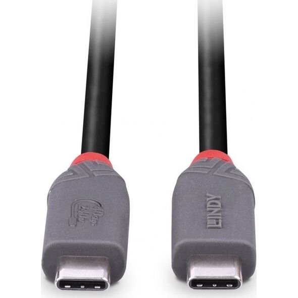 Kabel USB Lindy USB-C - USB-C 0.8 m Czarny (36956)