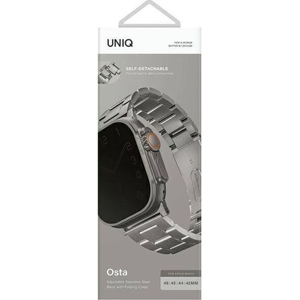 Uniq UNIQ pasek Osta Apple Watch 42/44/45/ 49mm Series 1/2/3/4/5/6/7/8/9/SE/SE2/Ultra/Ultra 2 Stainless Steel srebrny/titanium silver