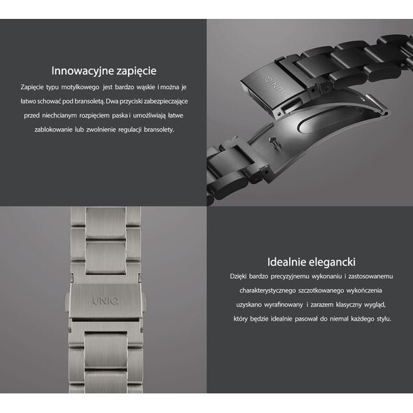 Uniq UNIQ pasek Osta Apple Watch 42/44/45/ 49mm Series 1/2/3/4/5/6/7/8/9/SE/SE2/Ultra/Ultra 2 Stainless Steel srebrny/titanium silver