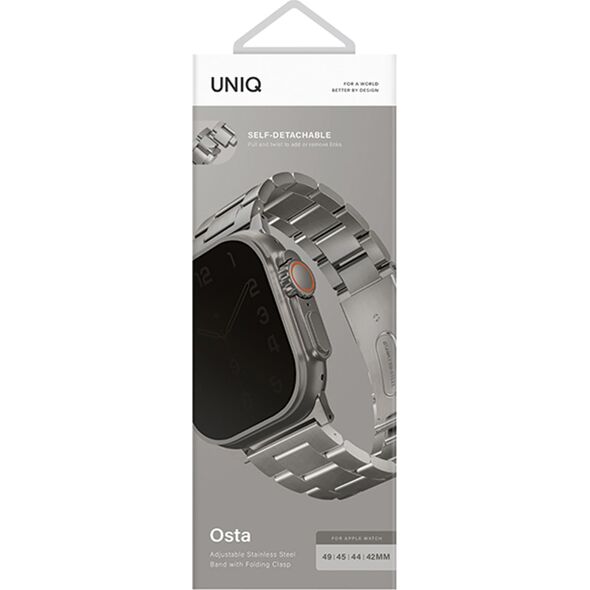 Uniq UNIQ pasek Osta Apple Watch 42/44/45/ 49mm Series 1/2/3/4/5/6/7/8/9/SE/SE2/Ultra/Ultra 2 Stainless Steel srebrny/titanium silver