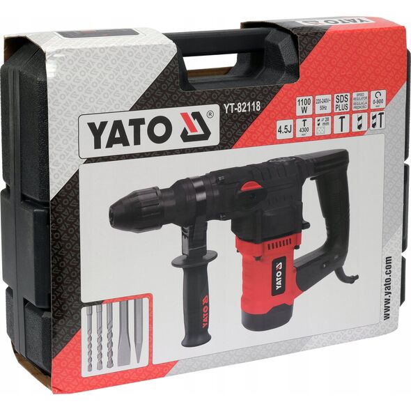 Młotowiertarka Yato MÅOT SDS+ 1100W, 3 FUNKCJE + WIERTÅA I DÅUTA