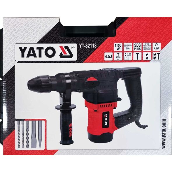 Młotowiertarka Yato MÅOT SDS+ 1100W, 3 FUNKCJE + WIERTÅA I DÅUTA