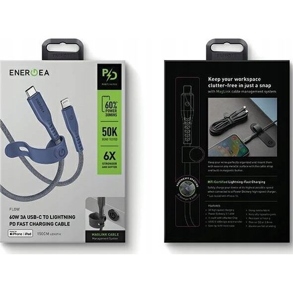Kabel USB Energea USB-C - Lightning 1.5 m Niebieski