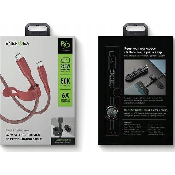 Kabel USB Energea USB-C - USB-C 1.5 m Czerwony