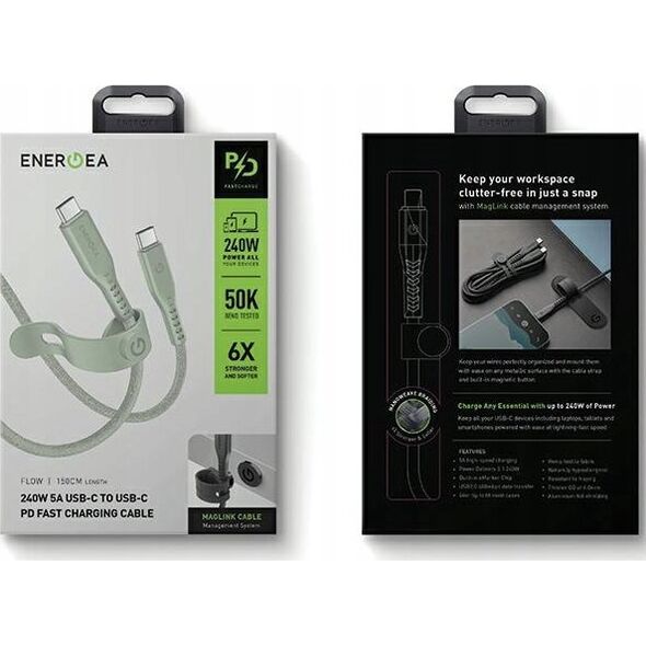 Kabel USB Energea USB-C - USB-C 1.5 m Zielony