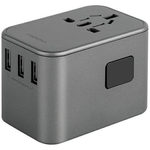 Ładowarka Energea ENERGEA ład. siec. 3xUSB+2xUSB-C PD-PPS-QC 3.0 35.5W 3A2C adapter 4w1 US/UA/EU/UK szary/gunmetal Travelworld