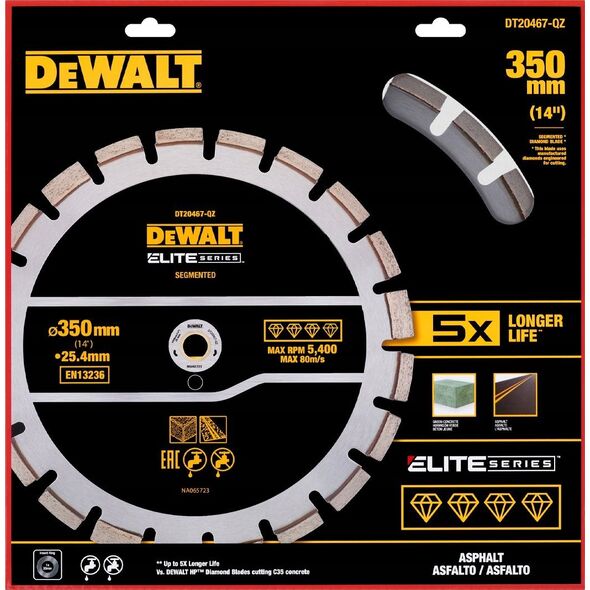 Dewalt DEWALT TARCZA DIAM.SEG. 350mm ELITE ASFALT/BETON
