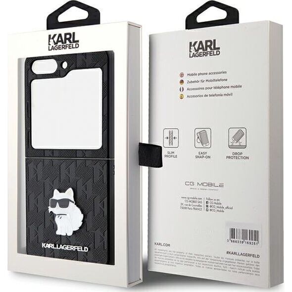 Karl Lagerfeld Karl Lagerfeld KLHCZF5SAPCHNPK Z Flip5 F731 hardcase czarny/black Saffiano Monogram Choupette Pin