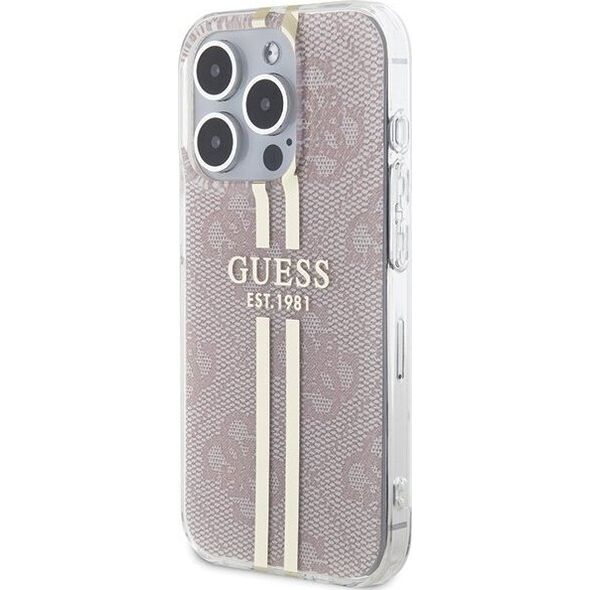 Guess Guess GUHCP15LH4PSEGP iPhone 15 Pro 6.1" różowy/pink hardcase IML 4G Gold Stripe