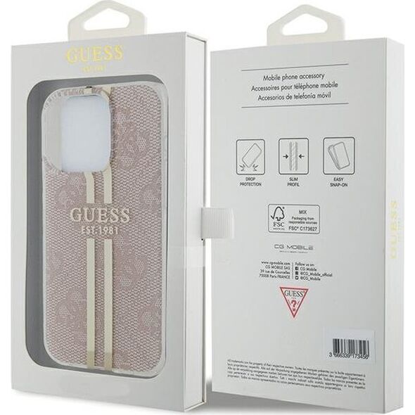 Guess Guess GUHCP15LH4PSEGP iPhone 15 Pro 6.1" różowy/pink hardcase IML 4G Gold Stripe