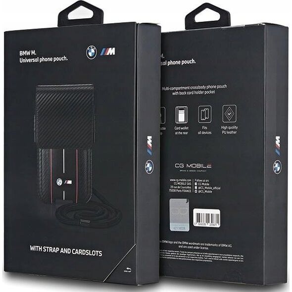 BMW Torebka BMW BMPSP15XMSCAKR Wallet Bag Carbon Red Stripes czarny/black