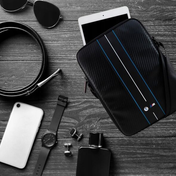 Etui na tablet BMW Torebka BMW BMTB10COMSCAKL 10" Carbon Blue Stripes czarny/black