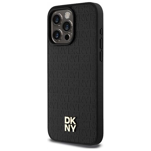 DKNY DKNY DKHMP15XPSHRPSK iPhone 15 Pro Max 6.7" czarny/black hardcase Leather Monogram Pattern Metal Logo MagSafe