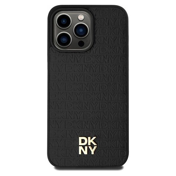 DKNY DKNY DKHMP15XPSHRPSK iPhone 15 Pro Max 6.7" czarny/black hardcase Leather Monogram Pattern Metal Logo MagSafe