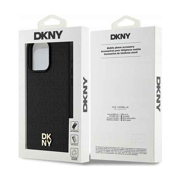 DKNY DKNY DKHMP15XPSHRPSK iPhone 15 Pro Max 6.7" czarny/black hardcase Leather Monogram Pattern Metal Logo MagSafe