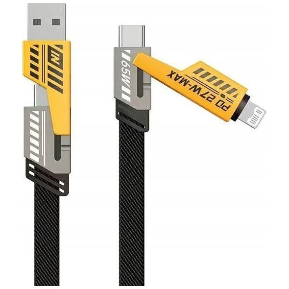 Kabel USB Awei USB-A + USB-C - USB-C + Lightning 1.2 m Czarny (AWEI192)